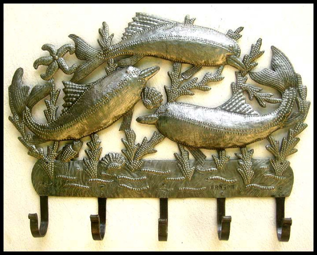 Dolphins, Nautical decor, Haiti Metal Art